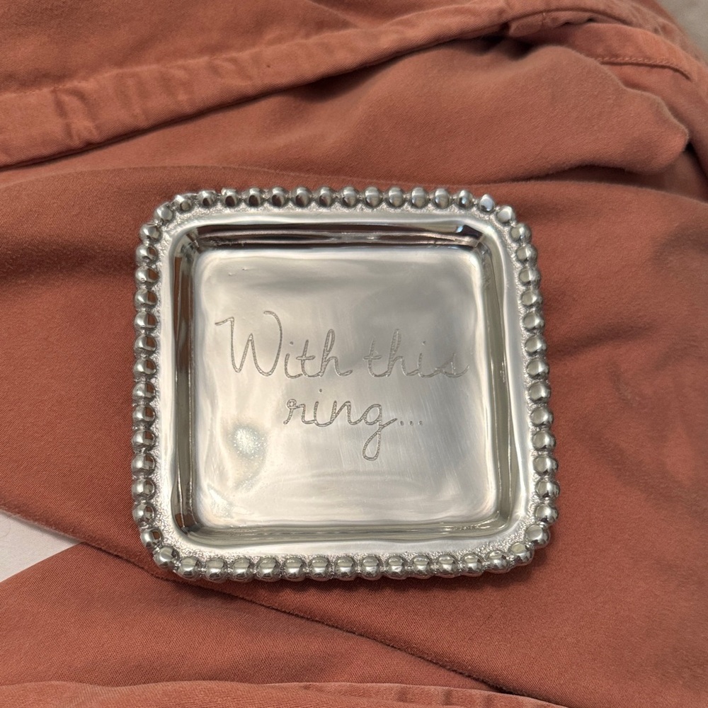 Silver Beaded Square Ring Dish - "With this ring..."
